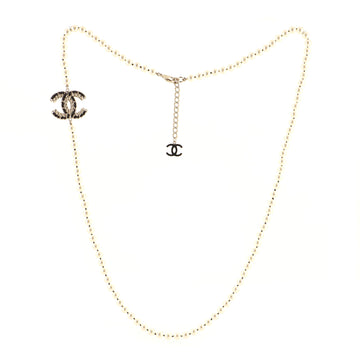 Chanel Vintage Allure Chain CC Long Necklace Faux Pearls and Metal with Lambskin and Crystals