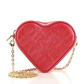 New Louis Vuitton Heart on chain red lambskin monogram embossed