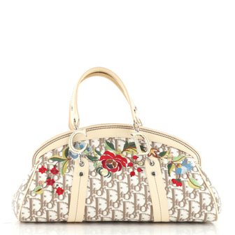 Christian Dior Vintage Trotteur Bowling Bag Embroidered Diorissimo Canvas Medium