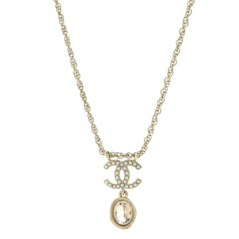 Chanel CC Pendant Chain Necklace Metal with Faux Pearl and Crystal