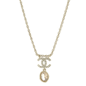 Chanel CC Pendant Chain Necklace Metal with Faux Pearl and Crystal