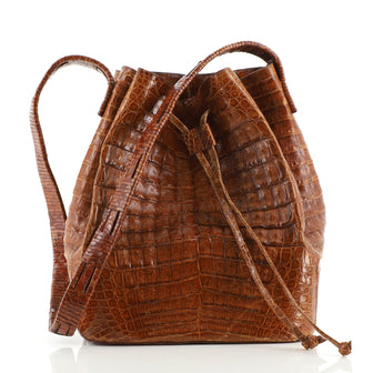 Nancy Gonzalez Drawstring Hobo Crocodile Medium