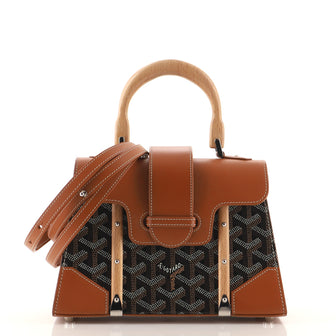 Goyard Structured Saigon Top Handle Bag Coated Canvas with Leather Mini