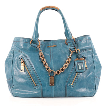 Prada Chain Link Tote Vitello Shine Large
