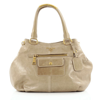 Prada Front Pocket Convertible Tote Vitello Shine Large