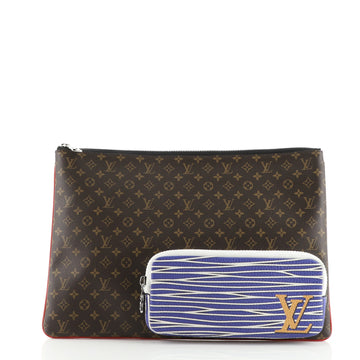 Louis Vuitton Pochette A4 Multipocket Pouch Monogram Canvas and Printed Leather