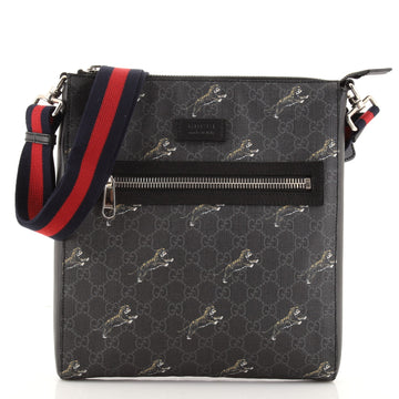 Gucci Web Strap Front Zip Messenger Bag Printed GG Coated Canvas Medium