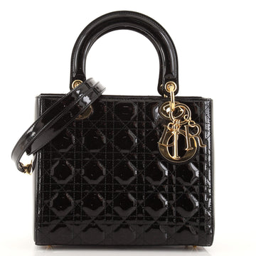 Christian Dior Lady Dior Bag Cannage Quilt Patent Medium