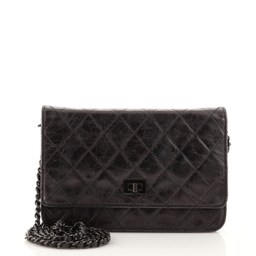 Chanel So Black Reissue 2.55 Wallet on Chain Quilted Aged Calfskin