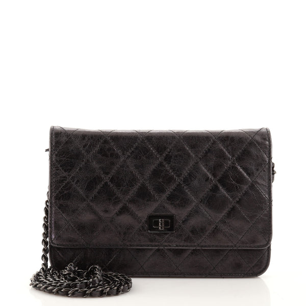 Chanel 2.55 Wallet on Chain Black Patent Calfskin So Black - Klueles