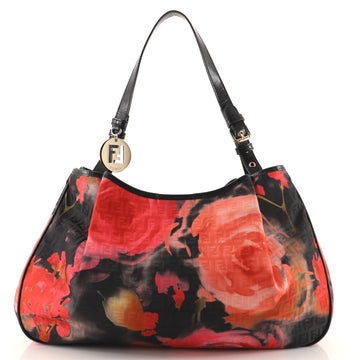 Fendi Floral Shopper Tote Printed Zucca Canvas Large