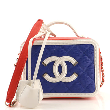 Chanel Filigree Vanity Case Quilted Caviar Small
