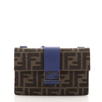 Fendi Baguette Crossbody Bag Zucca Canvas with Leather