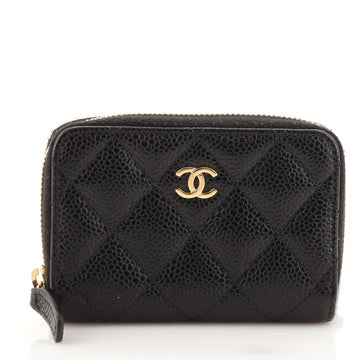 Chanel CC Zip Coin Purse Quilted Caviar Small