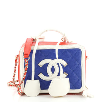 Chanel Filigree Vanity Case Quilted Caviar Small