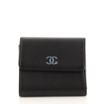 Chanel Camellia Trifold Wallet Goatskin Compact