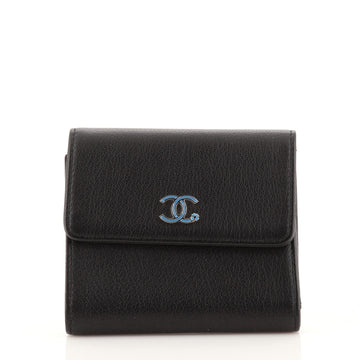 Chanel Camellia Trifold Wallet Goatskin Compact