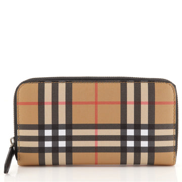 Burberry Elmore Zip Wallet Vintage Check Canvas