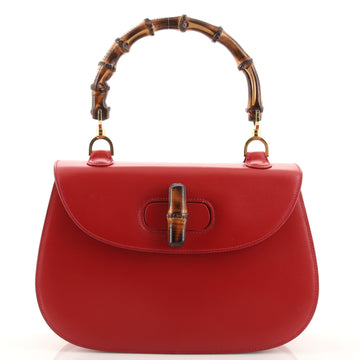 Gucci Vintage Convertible Bamboo Top Handle Bag Leather Medium