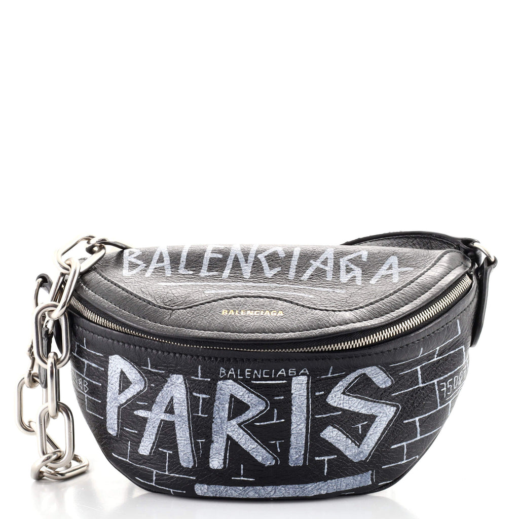Balenciaga's Souvenir Graffiti Belt Bag in Black