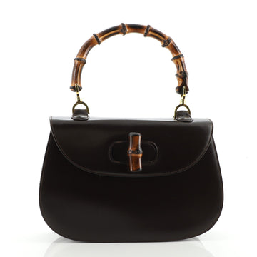 Gucci Vintage Convertible Bamboo Top Handle Bag Leather Medium