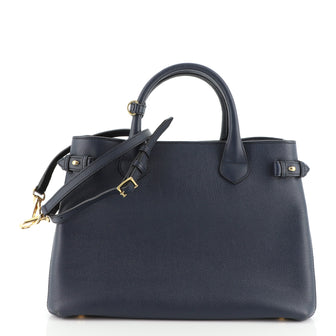 Burberry Banner Tote Leather and House Check Canvas Medium