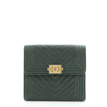 Chanel Boy Bifold Wallet Chevron Caviar Compact