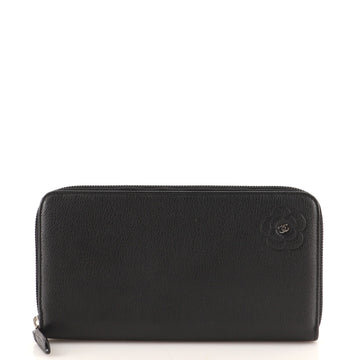 Chanel Zip Around Wallet Camellia Leather Long