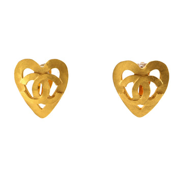 Chanel Vintage CC Heart Clip-On Earrings Metal
