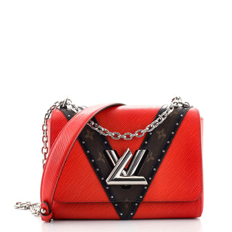 Louis Vuitton Twist Handbag Epi Leather with Monogram Canvas and Studded Leather MM