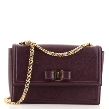 Salvatore Ferragamo Vara Bow Chain Flap Bag Leather Medium