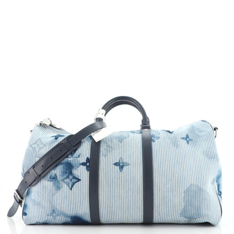 Louis Vuitton Keepall Bandouliere Bag Limited Edition Monogram Watercolor Stripes Denim 50