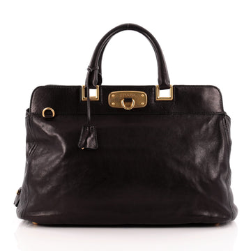 Prada Flat Frame Convertible Satchel Glace Calf Large