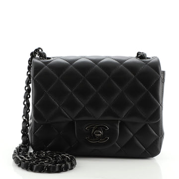 Chanel So Black Square Classic Single Flap Bag Quilted Lambskin Mini