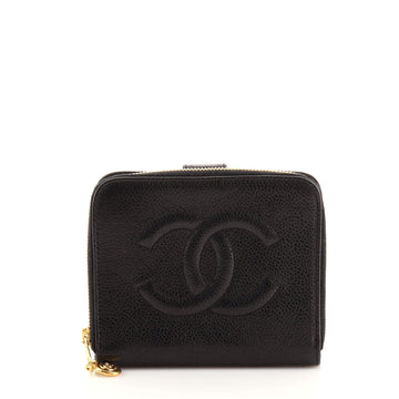 Chanel Vintage Timeless CC Zip Pocket Wallet Caviar Compact