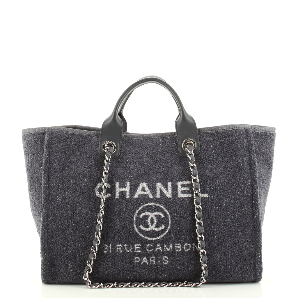 Chanel Medium Deauville Grey Glitter Lurex Tote Bag – Coco Approved Studio