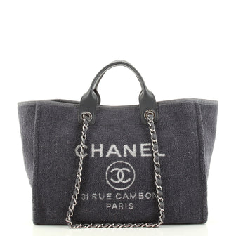 Chanel Deauville Tote Lurex Boucle Medium Gray 1122581
