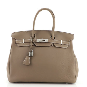 Hermes Birkin Handbag Grey Togo with Palladium Hardware 35