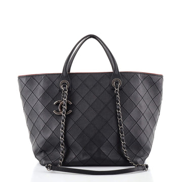 Chanel CC Charm Chain Shopping Tote Quilted Calfskin Large