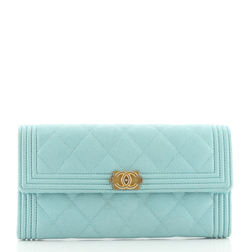 Chanel Boy Flap Wallet Quilted Caviar Long