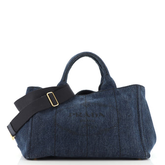 Prada Canapa Convertible Tote Denim Medium