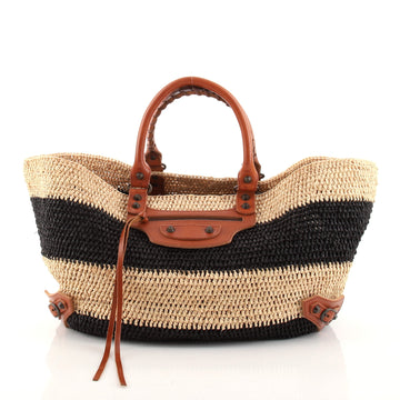Balenciaga Panier Basket Shopping Tote Woven Raffia Large