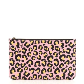Louis Vuitton Neverfull Pochette Wild at Heart Leopard Print Coated Canvas  Large Pink 1123511