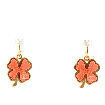 Chanel Clover Dangle Earrings Metal and Resin