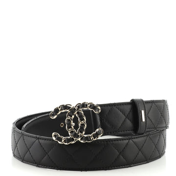 Chanel Woven Chain CC Buckle Belt Quilted Leather Medium