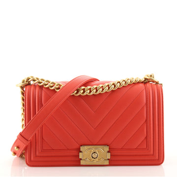 Chanel Boy Flap Bag Chevron Lambskin Old Medium
