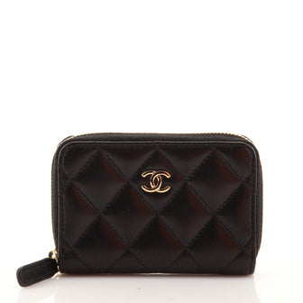Chanel CC Zip Coin Purse Quilted Lambskin Small