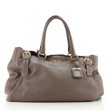 Prada Buckle Tote Cervo Leather East West