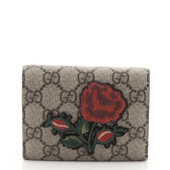Gucci Flap Card Case GG Coated Canvas with Applique