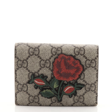Gucci Flap Card Case GG Coated Canvas with Applique
